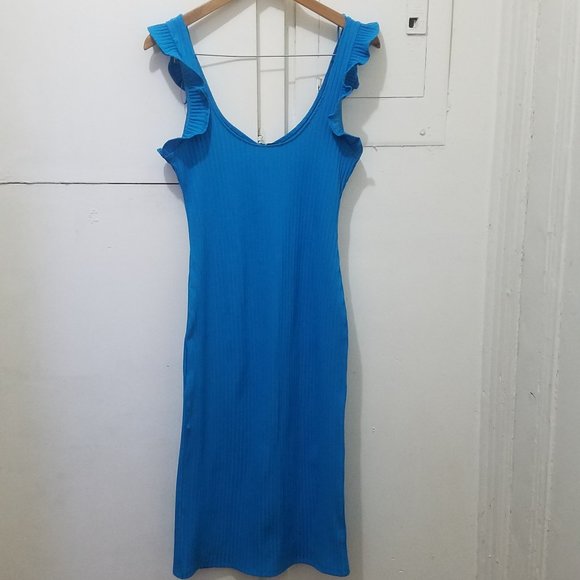 NWT RIBBED DRESS WITH BUTTONS BLUE 5584/371. - Picture 5 of 8